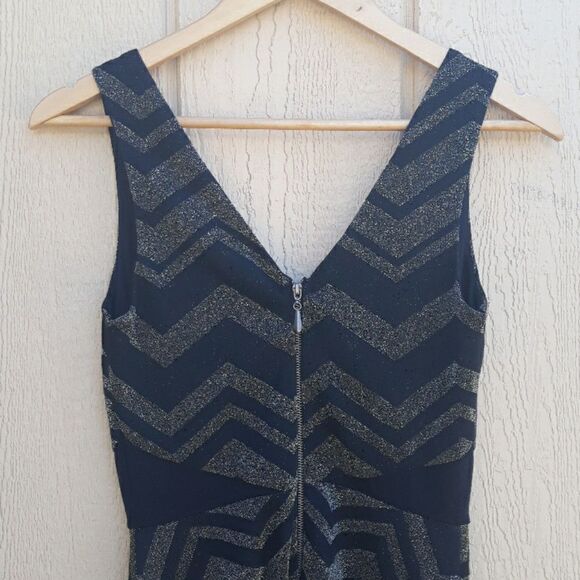 BeBop Dress Fit Flare Mini Metallic Gold Zigzag - Picture 5 of 8